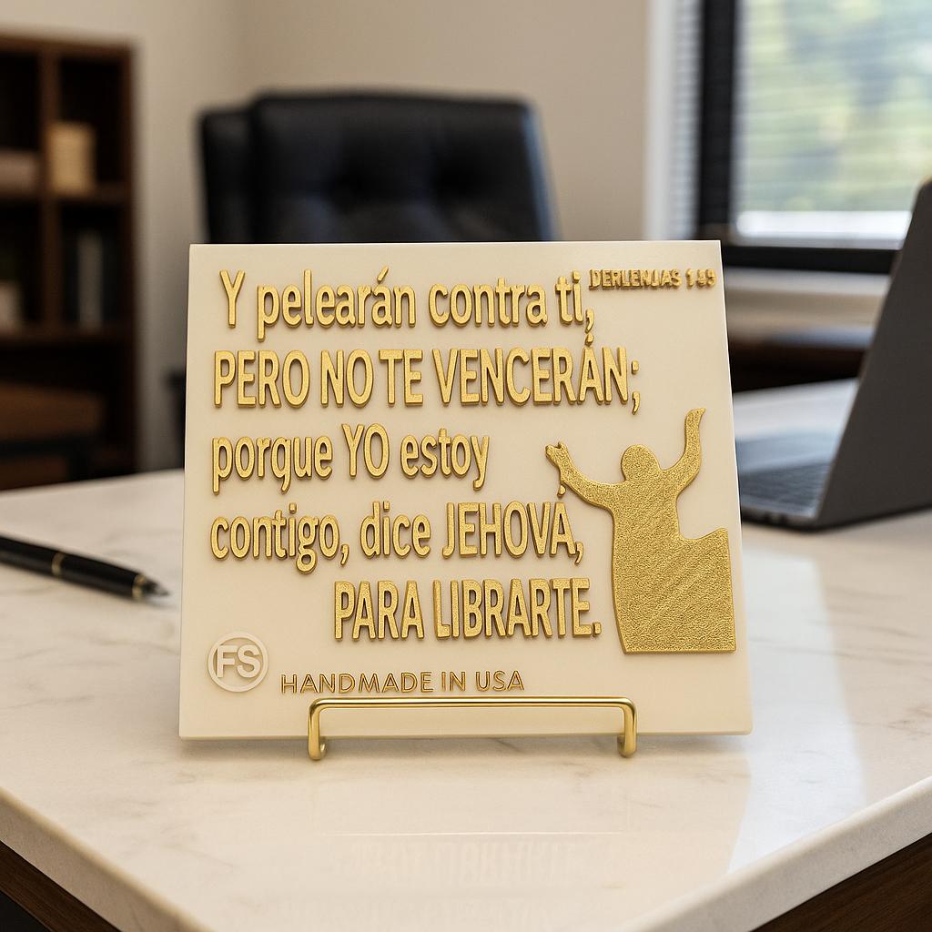 Placa: Y PELEARAN CONTRA TI PERO NO TE VENCERAN - Made in USA