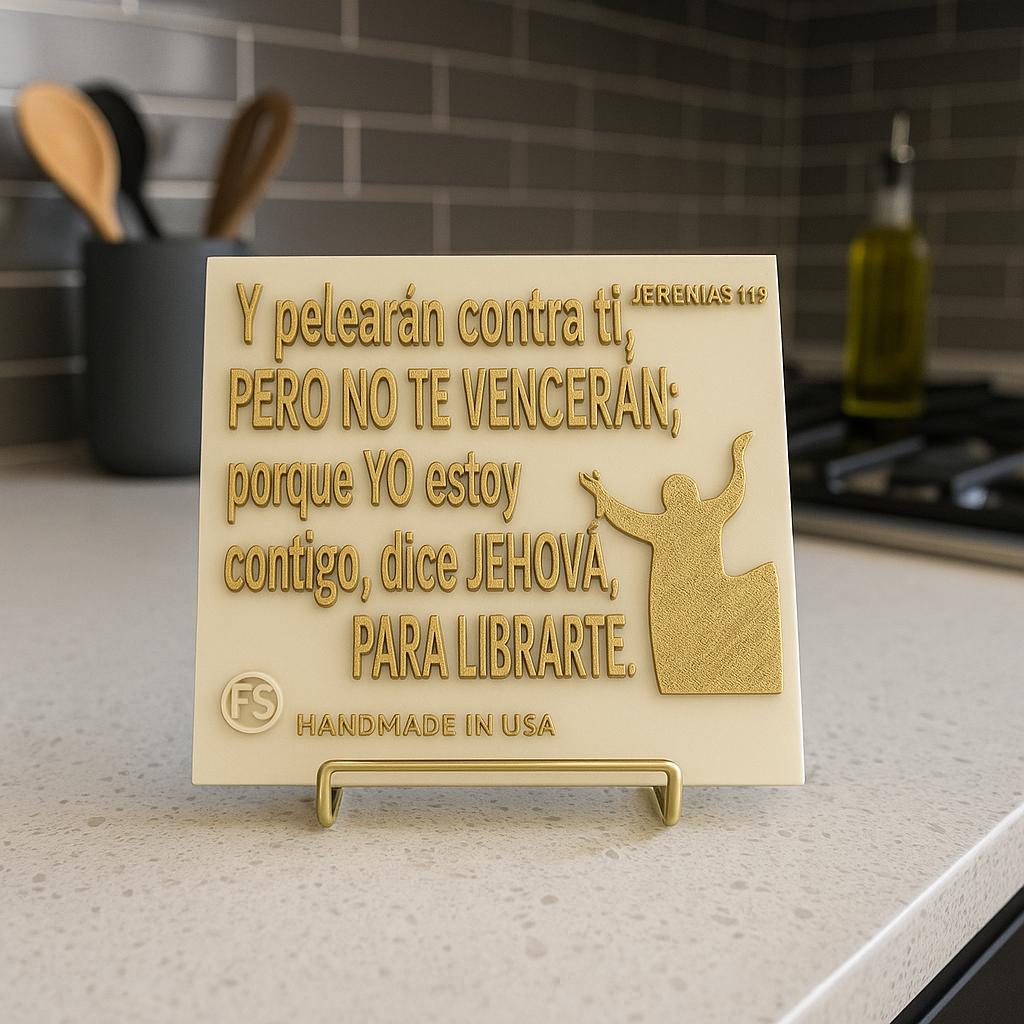 Placa: Y PELEARAN CONTRA TI PERO NO TE VENCERAN - Made in USA