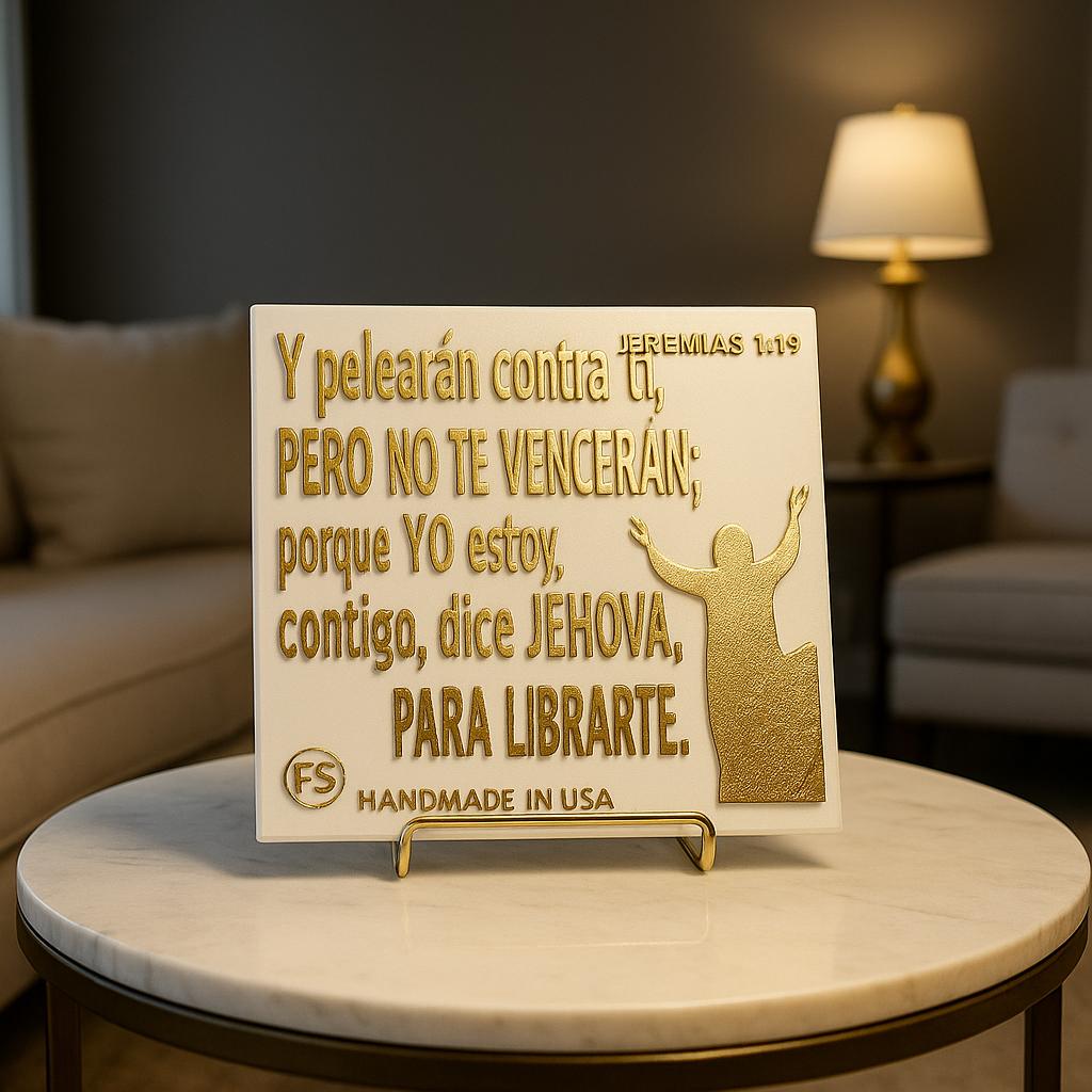 Placa: Y PELEARAN CONTRA TI PERO NO TE VENCERAN - Made in USA