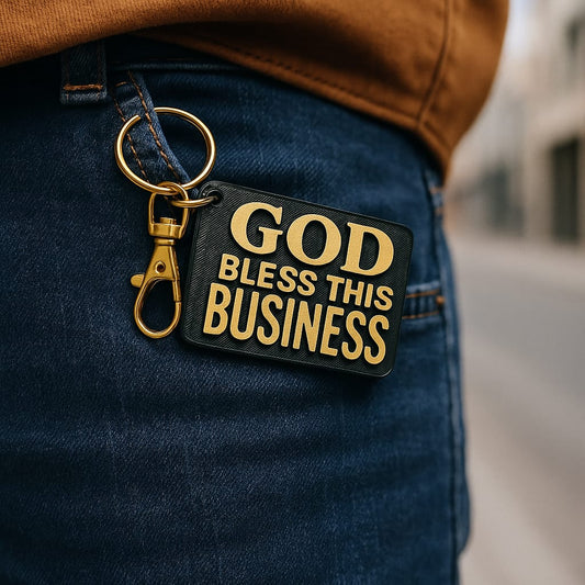 KEYCHAINS: GOD BLESS THIS BUSINESS - Made in USA